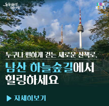 누구나 편하게 걷는 새로운 산책로, 남산 하늘숲길에서 힐링하세요 > 자세히보기[새창]